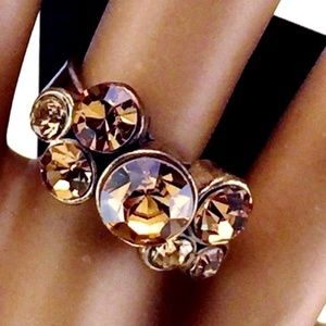 PILGRIM BROWN SWAROVSKI CRYSTAL RING NEW